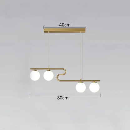 Modern gold glass ball led chandelier dining room pendant light