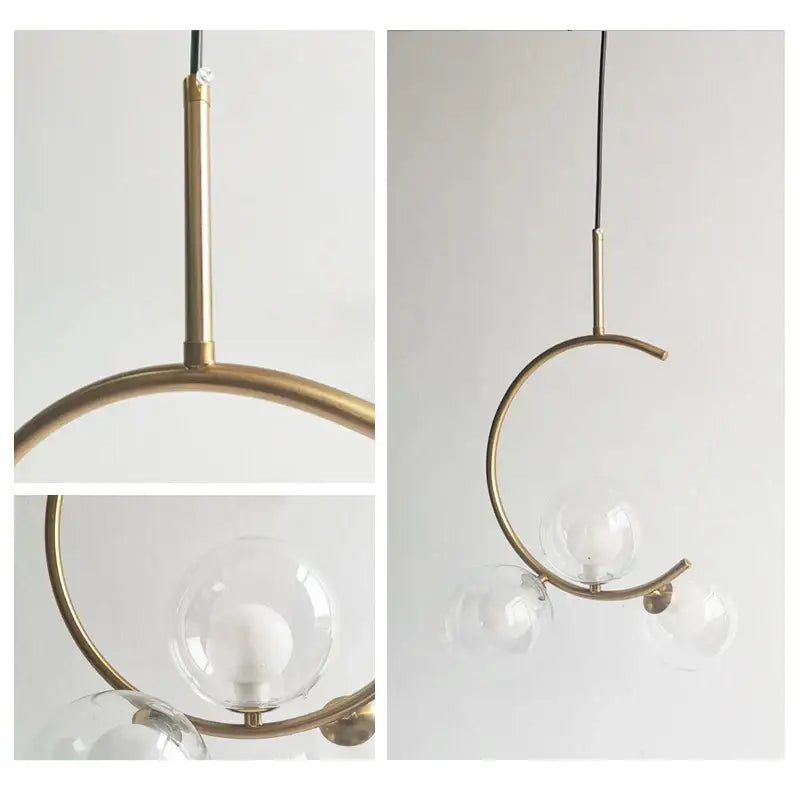 Modern gold glass ball led chandelier dining room pendant light