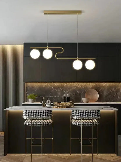 Modern gold glass ball led chandelier dining room pendant light