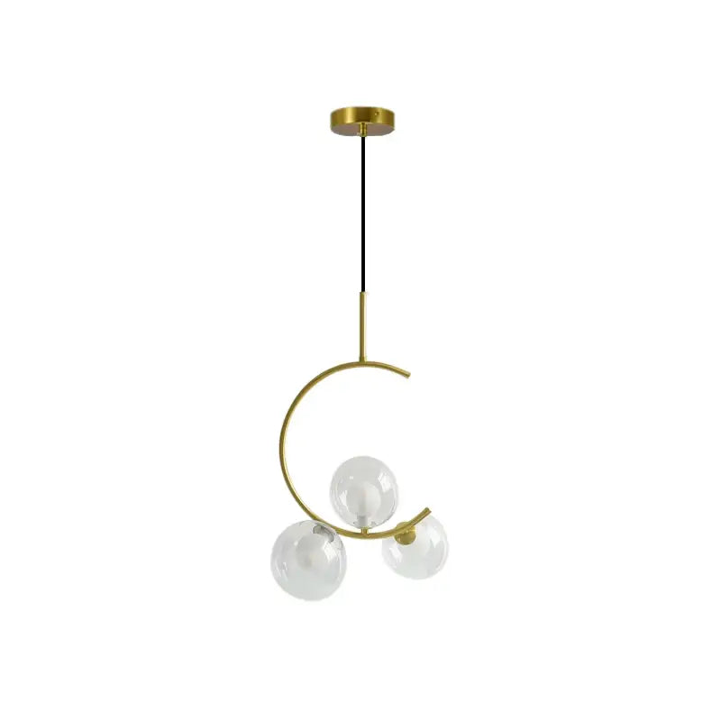 Modern gold glass ball led chandelier dining room pendant light