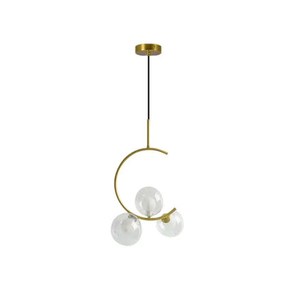 Modern gold glass ball led chandelier dining room pendant light