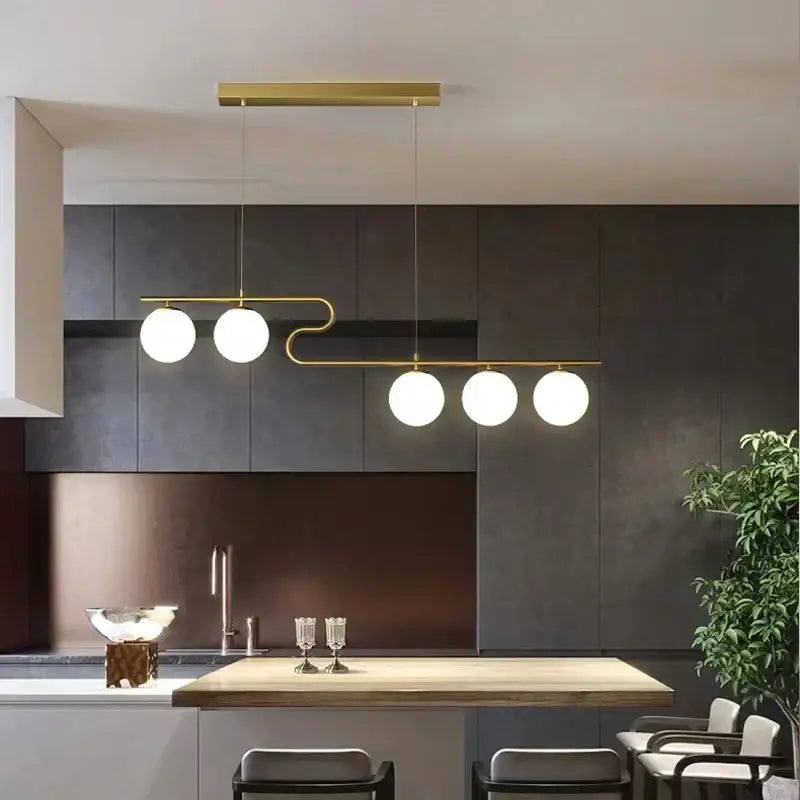 Modern gold glass ball led chandelier dining room pendant light