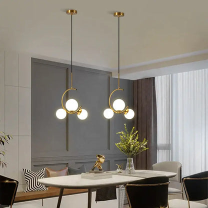 Modern gold glass ball led chandelier dining room pendant light