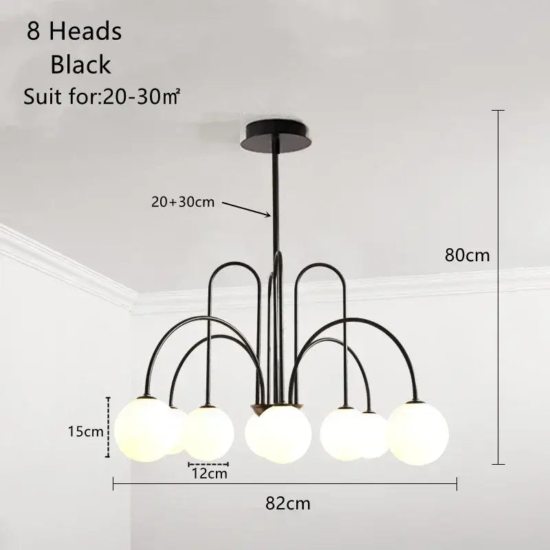 Modern gold glass ball led chandelier for dining room