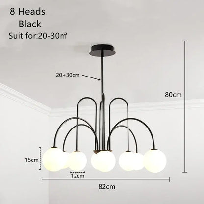 Modern gold glass ball led chandelier for dining room