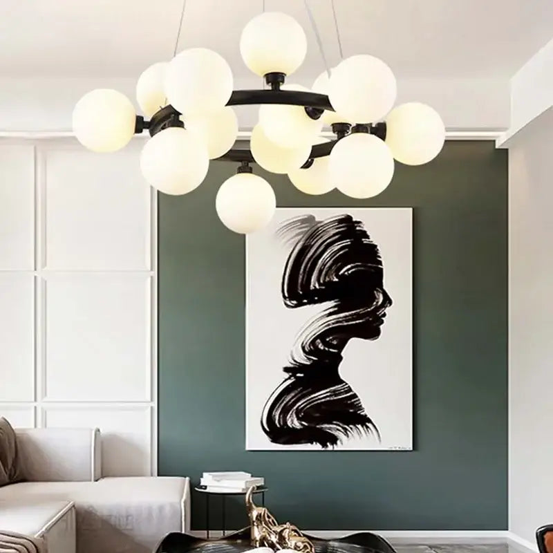 Modern gold glass ball led chandelier for dining room