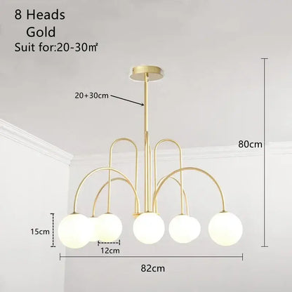 Modern gold glass ball led chandelier for dining room