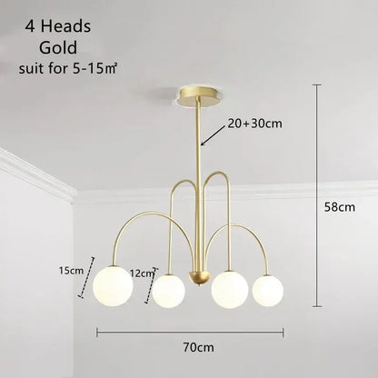 Modern gold glass ball led chandelier for dining room