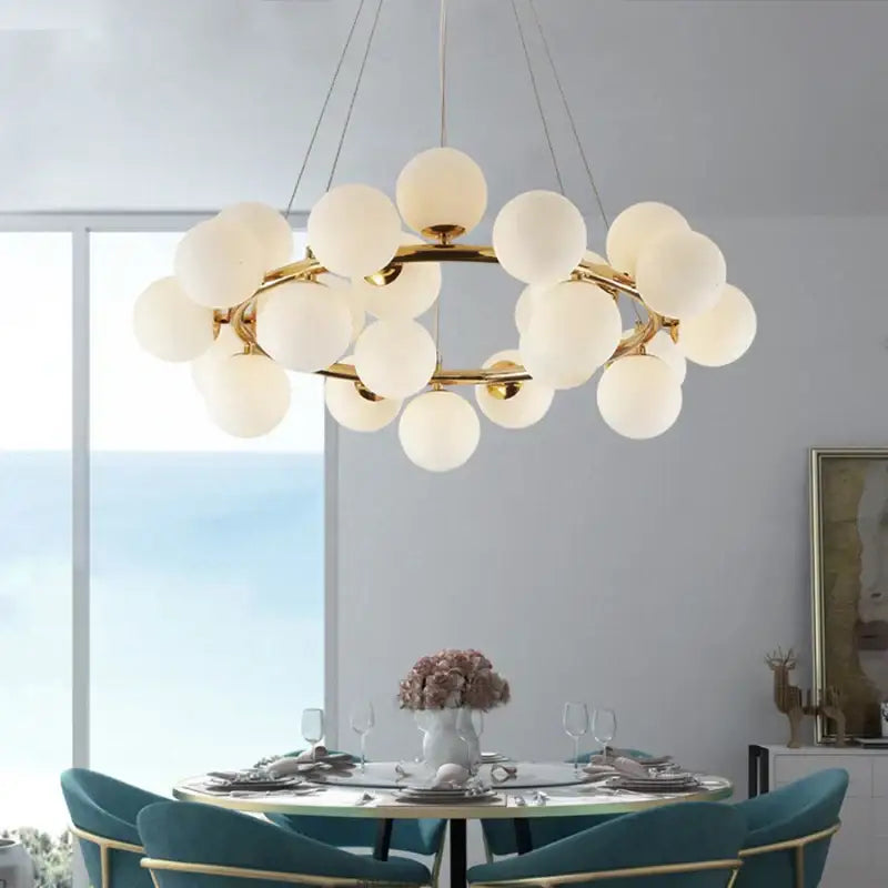 Modern gold glass ball led chandelier for dining room