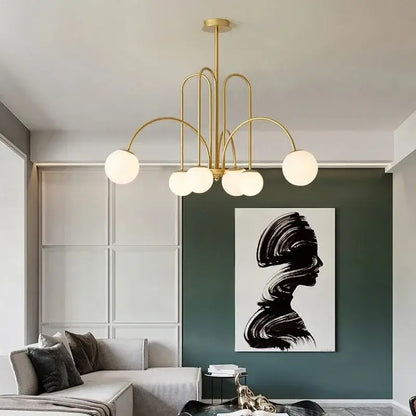 Modern gold glass ball led chandelier for dining room