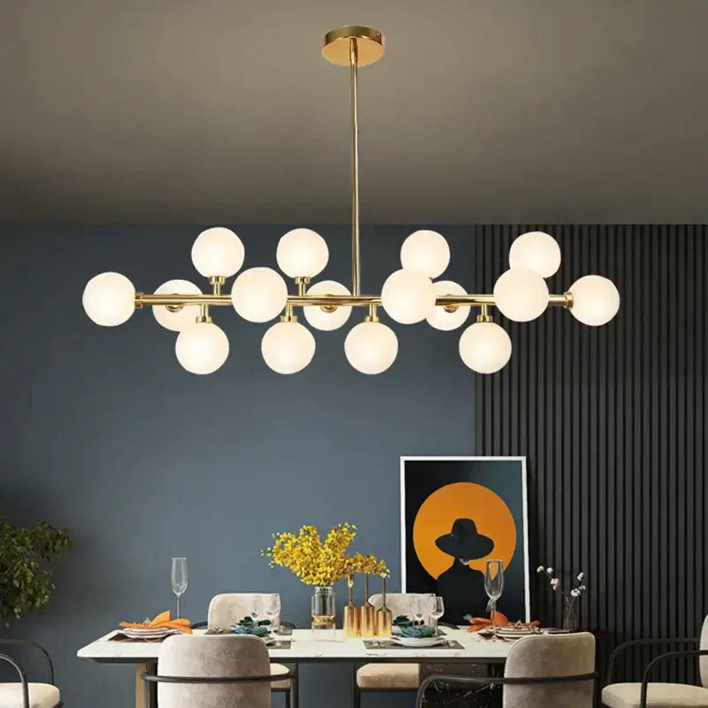 Modern gold glass ball led chandelier for kitchen and dining room