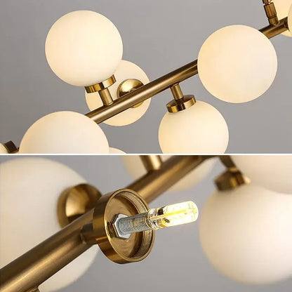 Modern gold glass ball led chandelier for kitchen and dining room