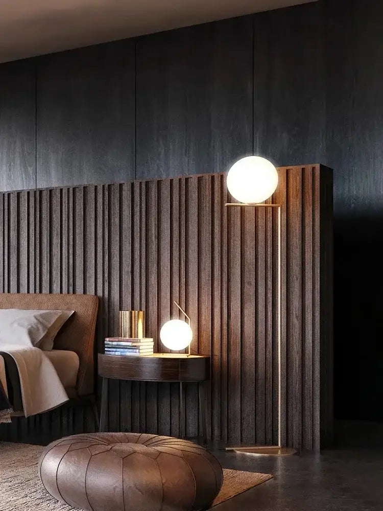 Modern gold glass ball led chandelier light living room floor lamp