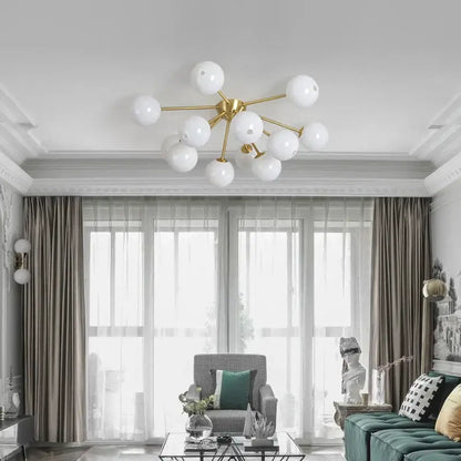 Modern gold glass ball led chandelier living room light
