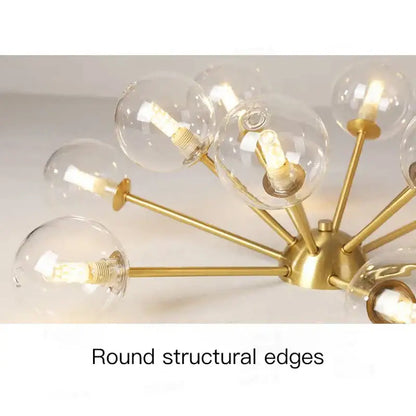 Modern gold glass ball led chandelier living room light
