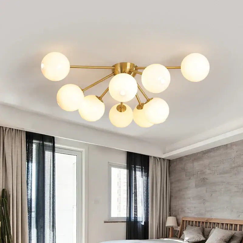 Modern gold glass ball led chandelier living room light