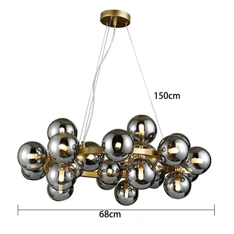 Modern gold glass ball led chandelier – living room pendant light