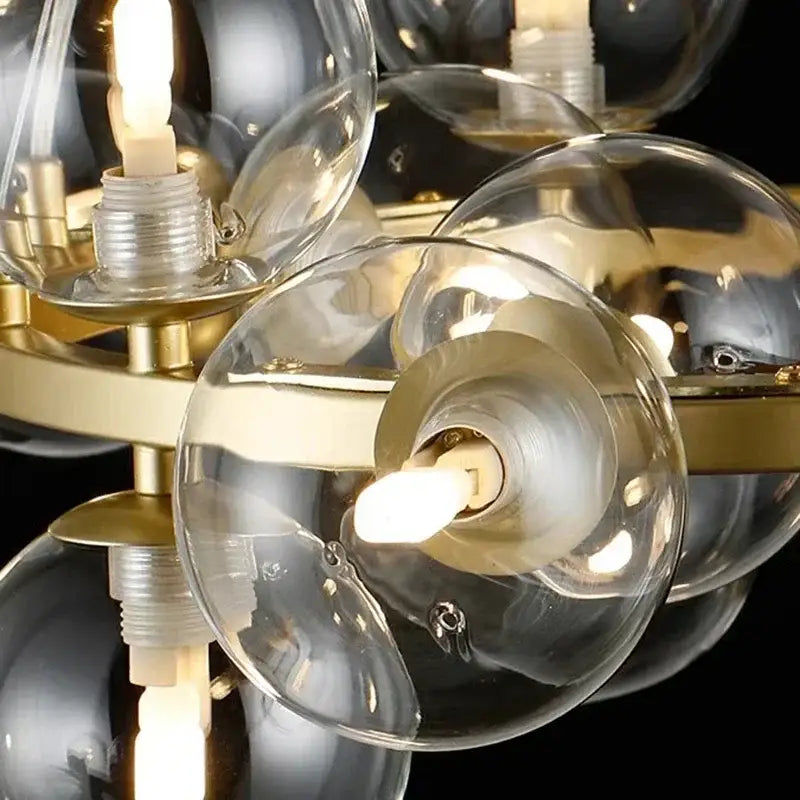 Modern gold glass ball led chandelier – living room pendant light