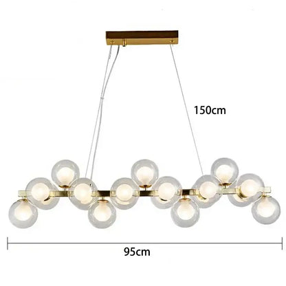 Modern gold glass ball led chandelier – living room pendant light
