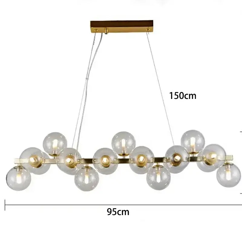 Modern gold glass ball led chandelier – living room pendant light