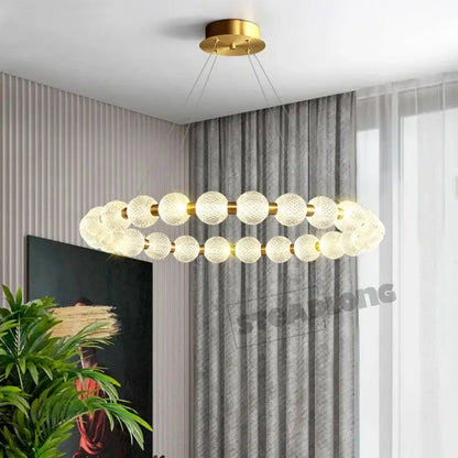 Modern gold glass ball led chandelier – living room pendant light