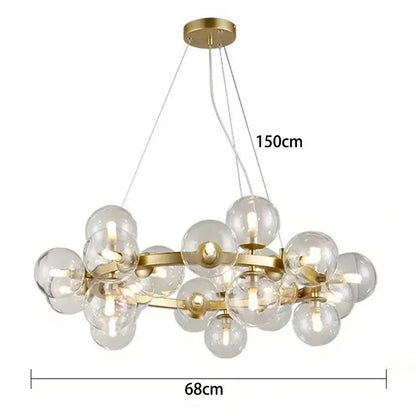 Modern gold glass ball led chandelier – living room pendant light