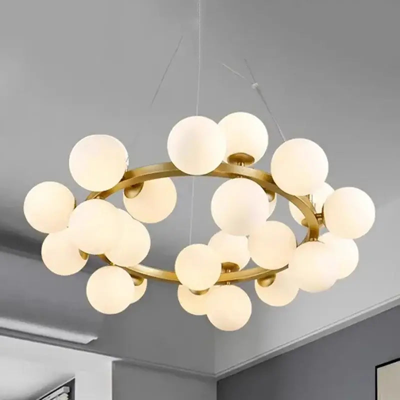 Modern gold glass ball led chandelier – living room pendant light