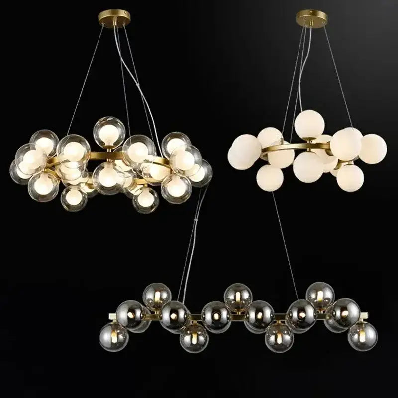 Modern gold glass ball led chandelier – living room pendant light