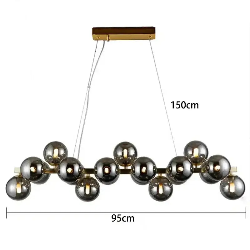 Modern gold glass ball led chandelier – living room pendant light