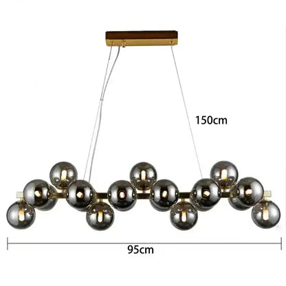 Modern gold glass ball led chandelier – living room pendant light