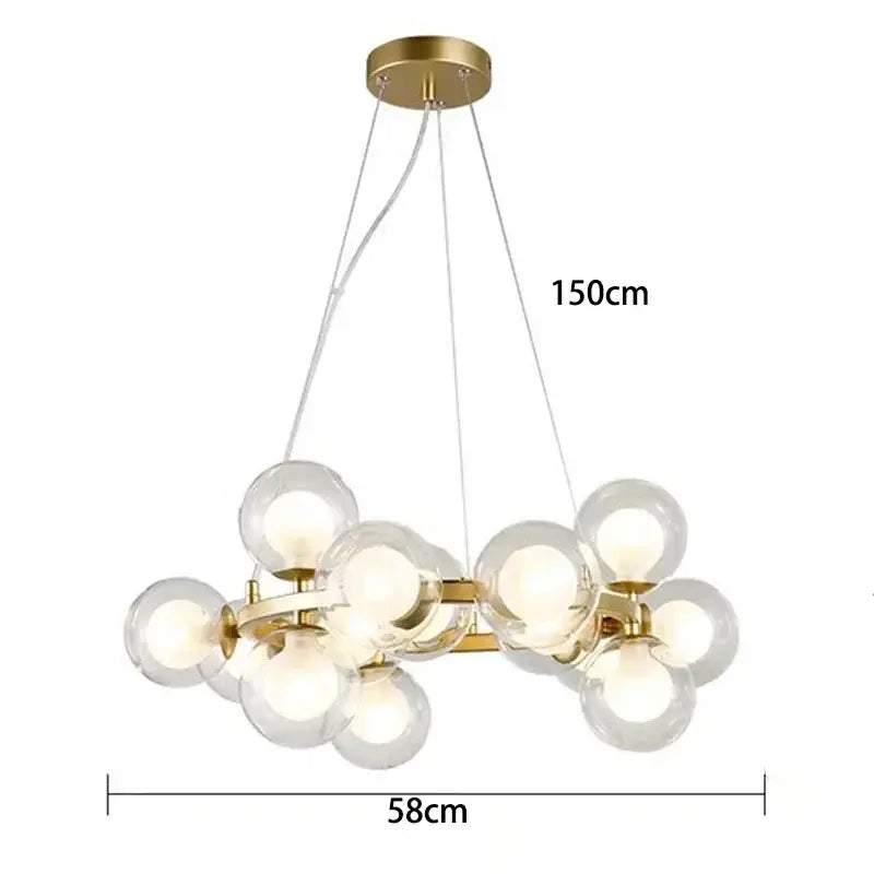 Modern gold glass ball led chandelier – living room pendant light