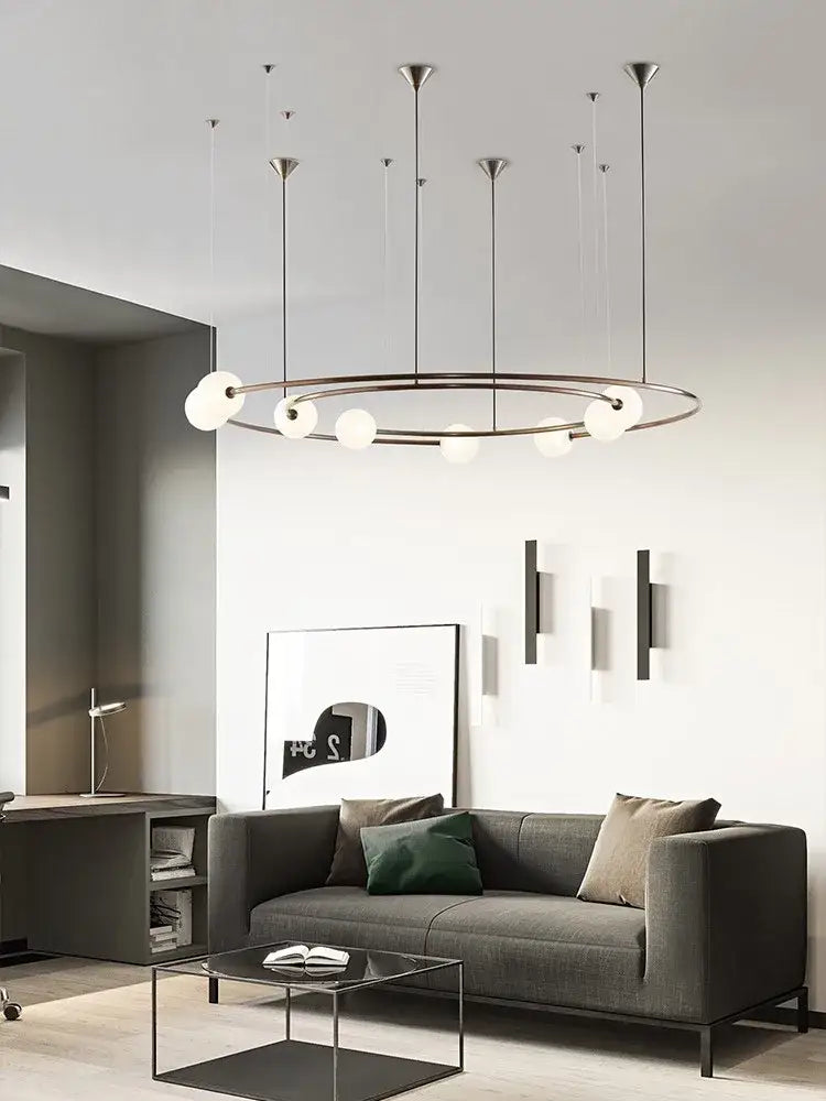 Modern gold glass ball led chandelier living room pendant light
