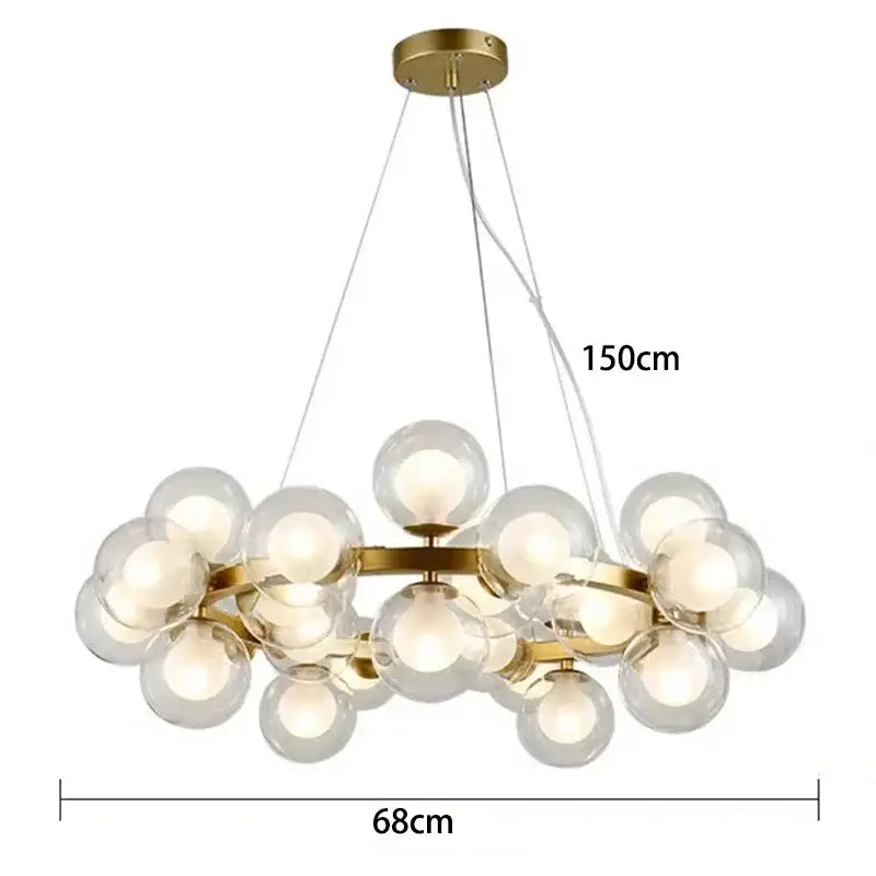 Modern gold glass ball led chandelier – living room pendant light