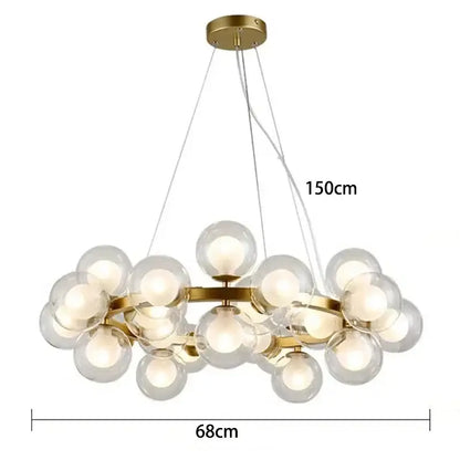 Modern gold glass ball led chandelier – living room pendant light