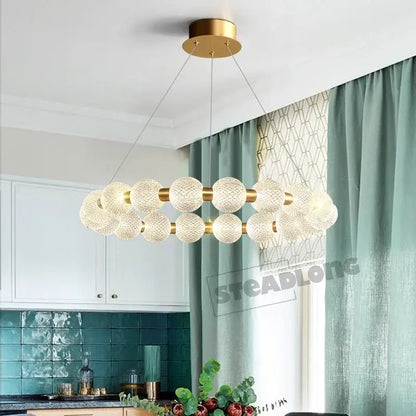 Modern gold glass ball led chandelier – living room pendant light