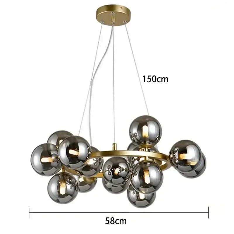 Modern gold glass ball led chandelier – living room pendant light