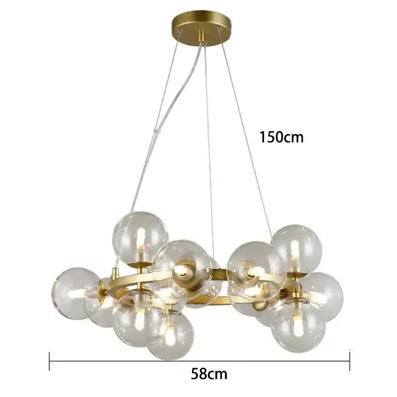 Modern gold glass ball led chandelier – living room pendant light