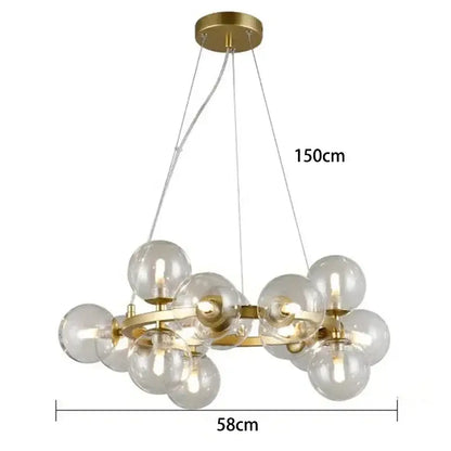 Modern gold glass ball led chandelier – living room pendant light