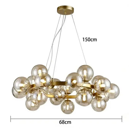 Modern gold glass ball led chandelier – living room pendant light