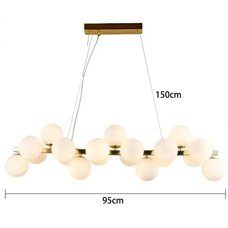 Modern gold glass ball led chandelier – living room pendant light