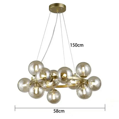 Modern gold glass ball led chandelier – living room pendant light