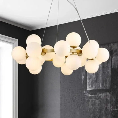 Modern gold glass ball led chandelier – living room pendant light