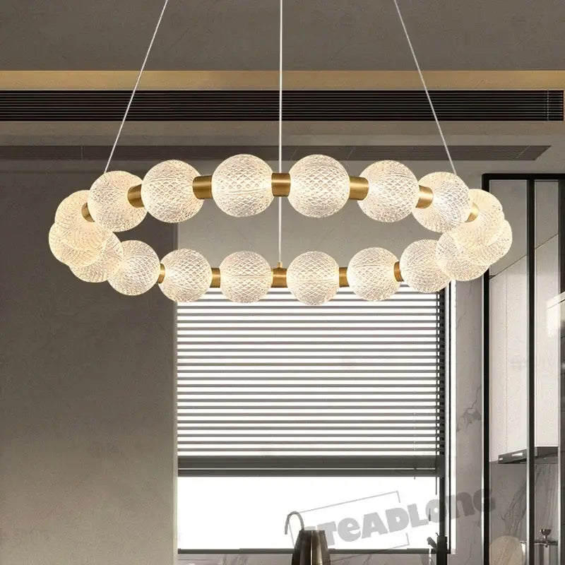 Modern gold glass ball led chandelier – living room pendant light