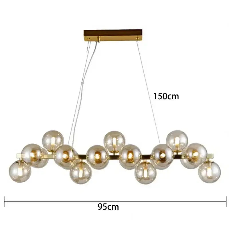 Modern gold glass ball led chandelier – living room pendant light