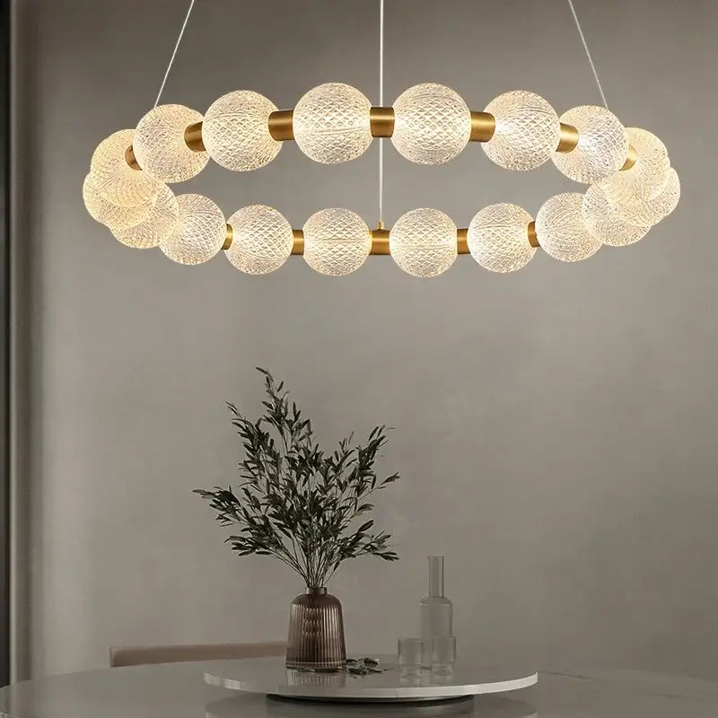 Modern gold glass ball led chandelier – living room pendant light