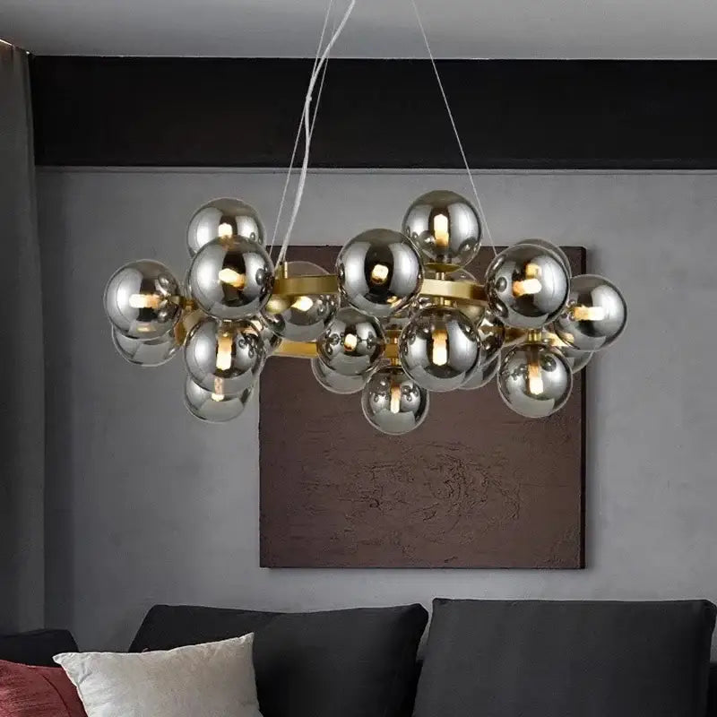 Modern gold glass ball led chandelier – living room pendant light
