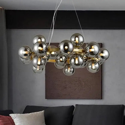 Modern gold glass ball led chandelier – living room pendant light