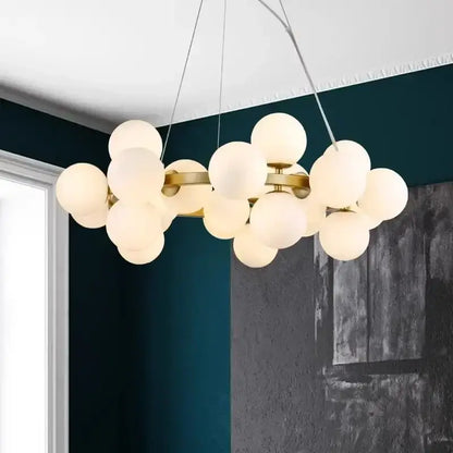 Modern gold glass ball led chandelier – living room pendant light