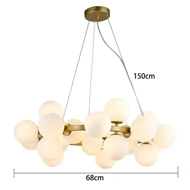 Modern gold glass ball led chandelier – living room pendant light