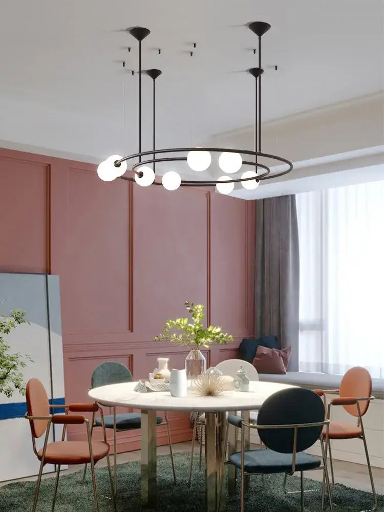 Modern gold glass ball led chandelier living room pendant light